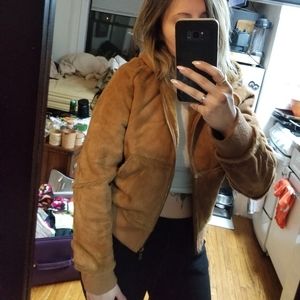 RARE Ugg sherpa leather bomber jacket
